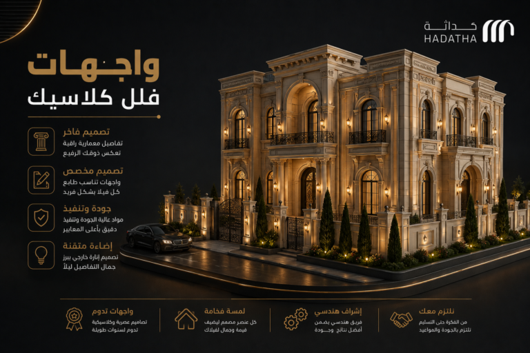 واجهات فلل كلاسيك بتصميم فاخر يناسب الطابع السعودي 9 واجهات فلل كلاسيك