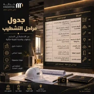 جدول مراحل التشطيب من البداية حتى التسليم النهائي 6 جدول مراحل التشطيب